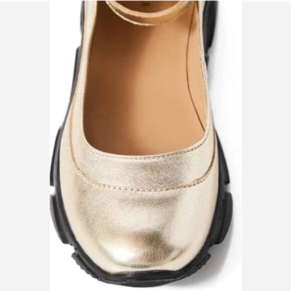 NEW FREE PEOPLE Leather Adventure Ballet Sneakers in gold for women 0126 4m2 - Picture 8 of 8